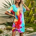 thumbnail image 2 of Luxalzxs Nightgowns for Women Fashion Summer Short Sleeve V-Neck Casual Soft Sleep Dress Comfort Loose Homewear Tie-Dye Kink Versatile Slim Sleepshirts Pyjamas, 2 of 4