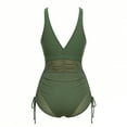 thumbnail image 3 of One Piece Robe de Bain Femmes Maillots de Bain Ventre Maille Patchwork Maillot de Bain Col en V Maillots de Bain avec Cordon Jupe Maillot de Bain Col Dos Bas Maillot de Bain Vert m, 3 of 3