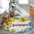 thumbnail image 4 of Summer Lemon Round Living Room Rugs 4 ft, Oceans Blue Shells Starfish Flower Linen Texture Washable Area Rug with Non-Slip Sturdy Edge Binding Round Carpet for Entryway Kitchen Bedroom Bathroom, 4 of 9