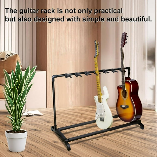 GloryStar Folding Multi Guitar Stand, 5-Slot Floor Display Rack for Bass, Acoustic, and Electric Guitars