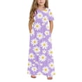 thumbnail image 6 of Auroural Girls Dresses Size 10-12 Kids Girl Cute Print Short Sleeve Stretchy Pocket Dress A Line Long Dress 11 Years, 6 of 9