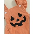 thumbnail image 6 of Halloween Newborn Baby Girls Outfits Pumpkin Face Overalls Romper Sleeveless Corduroy Jumpsuit + Headband Fall Clothes, 6 of 8