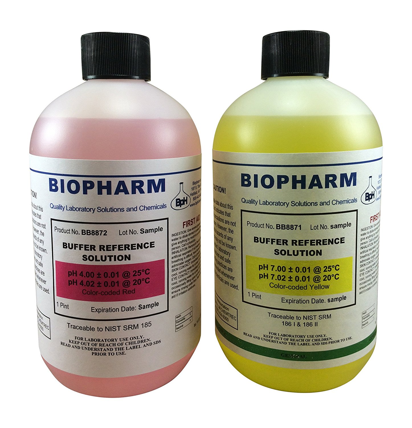 Biopharm pH Calibration Solution Kit (2) 16oz (500 ml) Bottles pH 4 and