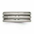 thumbnail image 3 of Titanium Polished Grooved CZ Ring, 3 of 10