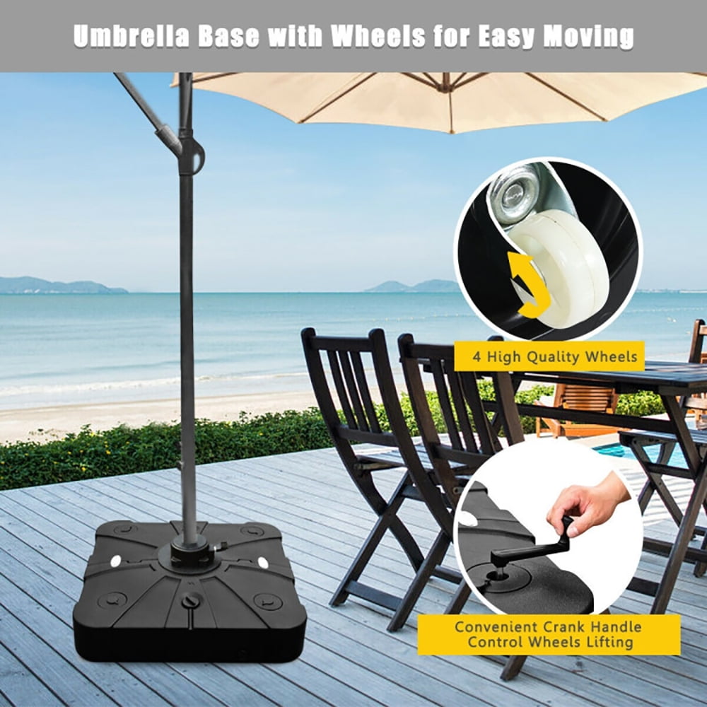 Aimee Lii 260 lbs Offset Patio Umbrella Base with Wheels Sand Water Filled, Patio Umbrella Base Aimee Lii 260 lbs Offset Patio Umbrella Base with Wheels Sand Water Filled, Patio Umbrella Base