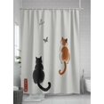 thumbnail image 5 of Fsddascl Japanese Cute Cat Shower Curtain Set - 48" x 72" Washable Bathtub Curtain with 12 Hooks, Harmony Cartoon Kitty Butterfly Waterproof Fabric Stall Shower Curtains for Bathroom/Bathtub Décor, 5 of 6