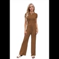 thumbnail image 3 of Conjunto Deportivo de Verano para Mujer, de Corta y Bloques de Color, con Pantalones Ajustados, A Juego, para Estar en Casa, 2025 Color Café M, 3 of 8