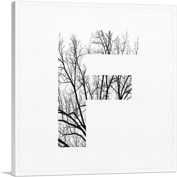 ARTCANVAS Tree Branches Alphabet Letter F Canvas Art Print - Size: 12" x 12" (0.75" Deep)