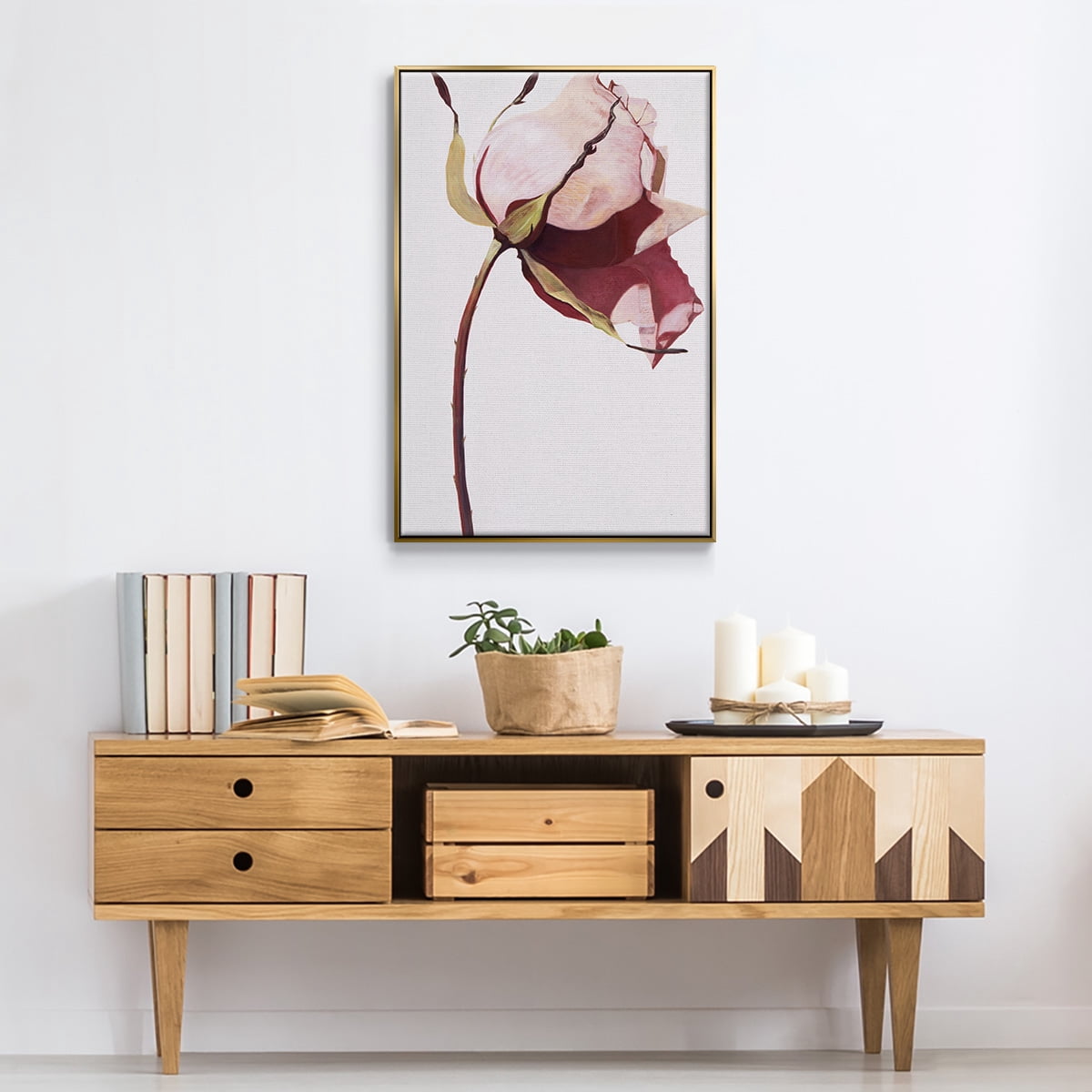 Love Is A Rose I Framed Premium Gallery Wrapped Canvas - Ready to Hang - 17 x 25 - Gold Floating Frame