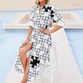 thumbnail image 4 of The Missing Piece - Abstract Jigsaw Puzzle Black and White Long Sleeved Shirt Dress Dresses, 4 of 6