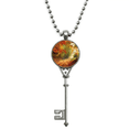thumbnail image 1 of Green Forestry Science Nature Scenery Pendant Vintage Necklace Silver Key Jewelry, 1 of 3