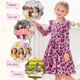 thumbnail image 5 of AmzBarley Little Girls Ruffle Long‑Sleeve Dress, Pink Leopard Print Swing Casual Party Dress for Kids 6-7 Years, 5 of 7