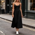 thumbnail image 6 of VBVC Women's V Neck Spaghetti Strap Maxi Dress , Summer Casual Sleeveless Long Dress For Women , Ladies' Flowy Slim Sundress with Pockets,Black,S-2XL, 6 of 9