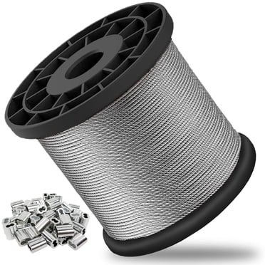 1/16 Wire Rope, 304 Stainless Steel Cable, Aircraft Cable, 800FT With 250Pcs Crimping Sleeves, Clothes Line, Trellis Wire, 7x7 368lbs Breaking Strength