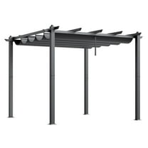 10x10 Outdoor Pergola with Canopy, Retractable Aluminum Patio Shade, Gray