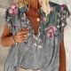 thumbnail image 1 of Jumpingount Camiseta de mujer Blusa informal de playa de manga corta con estampado bohemio Prendas para la parte del cuerpo Gris L Jumpingount AP002040-03, 1 of 4