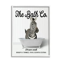 Stupell Industries Vintage Bath Ad Zebra Animals & Insects Painting White Framed Art Print Wall Art, 16 x 20