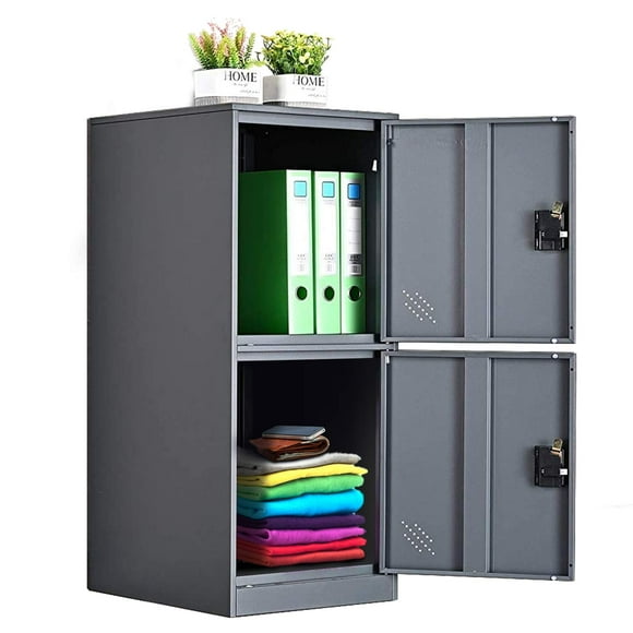 MECOLOR Petit Casier Vertical à un Seul Niveau avec Loquet pour Cadenas, Rangement à 2 Ou 3 Compartiments pour Employé, Maison, Bureau, École, Enfants (Gris Foncé, P2V)
