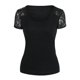 thumbnail image 1 of Las mujeres Casual Solid T-shirt Lace Up Trim cuello redondo de manga corta de verano de gran tamaño Abanopi Negro XXXL, 1 of 7