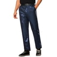 thumbnail image 4 of INSPIRE CHIC Men's Pants Metallic Sequin Dress Party Style Regular Fit Trousers 32 Dark Blue, 4 of 6