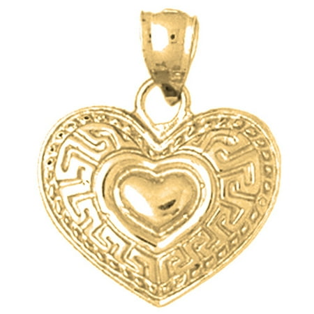 10K Yellow Gold Heart Pendant - 23 mm