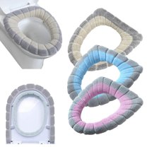Bxaolu Bathroom Soft Thicker Warmer Stretchable Washable Cloth Toilet Seat Cover Pads 3PCS - Easy Installation Comfortable Toilet Lid Seat Cover(Beige/Pink/Pink)