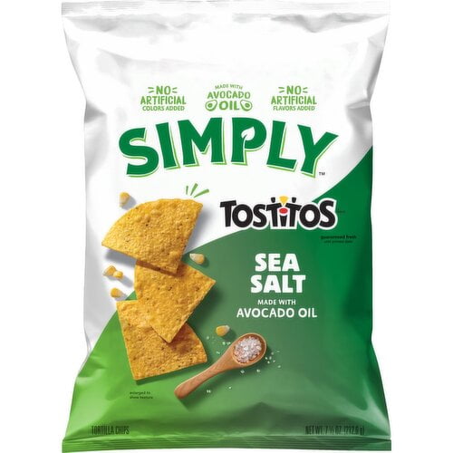 Tostitos Simply Tortilla Chips Sea Salt Made With Avocado Oil 7.5 Oz(packaging may vary)