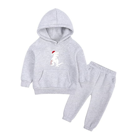 

Generic Christmas Kids Boys Girls Middle and Large Children Xmas Long Sleeve Fall and Winter Warm Thickened Dinosaur Printing Sweater Pants 2Piece Sports Suit (12-13 Years Dark Gray)