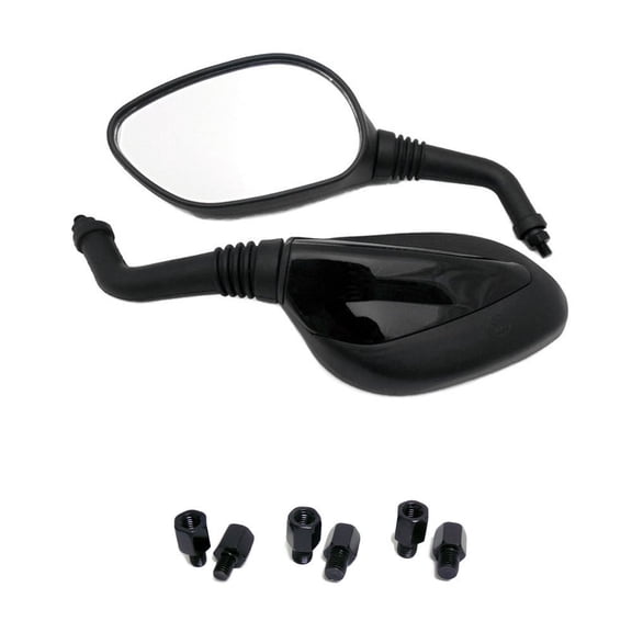Motorcycle Scooter Mirror Set - 8mm RH/RH Thread - Mid Size Flat Black (Model 4237)