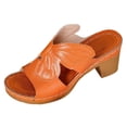 thumbnail image 2 of Womens Sandals Chunky Heeled Mules Open Toe Hollow Dressy Pumps Comfortable Summer Beach Slip on Slides Orthopedic Wedge Backless Walking Shoes (8.5,Orange), 2 of 9