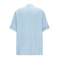 thumbnail image 5 of Staron Summer Blouses for Women Vintage V Neck Short Sleeve Button Down Shirt Casual Loose Flowy Office Work Tops, Light Blue M, 5 of 7