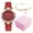 Red, variant on Xinyolin 1 Set Quartz Watch Round Dial Rhinestone Inlay Soft Strap Rich Color Optional Wrist Wear Fashion Ladies Casual Watch Bracelet Two-Piece Set Birthday Gift