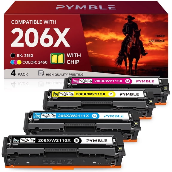 206X Toner Compatible for HP 206X Toner Cartridge 4 Pack High Yield - 206A Toner Work for HP Color Laserjet Pro MFP M283fdw Toner Cartridge M283cdw M255dw M283 Printer Ink , W2110X 206X Toner