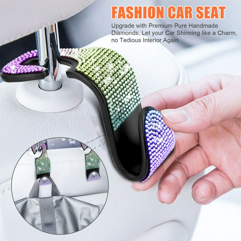 TSV Car Back Seat Headrest Hooks, Universal Car Seat Headrest Hanger Holder  for Bag Purse Cloth Grocery, Car Back Seat Hanger Storage Organizer for