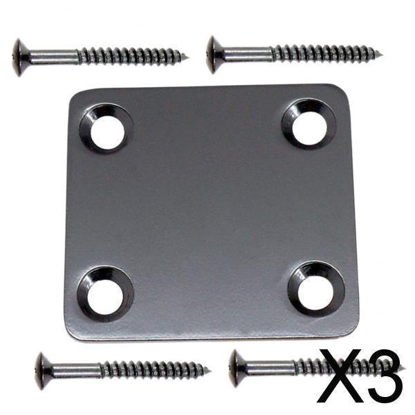Placa De Cuello Estilo Mini 3x Para Reemplazo De Bajo De Guitarra Eléctrica ST-Negro 3 piezas