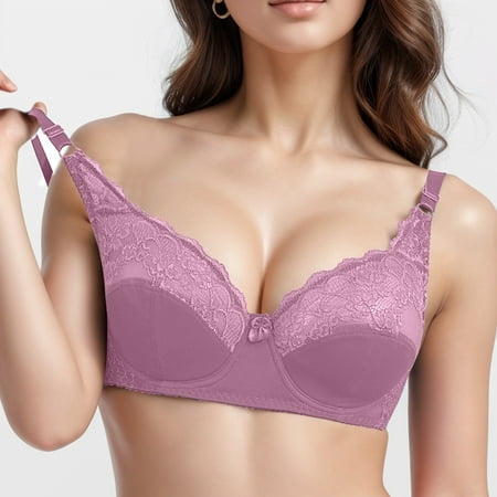 BYHONG Summer Slim Breathable Sexy Plus Size Bra Adjustable Lace Lingerie with Underwire Comfort G 85D
