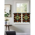 thumbnail image 3 of Boho Orange Teal Tier Curtains 36 Inch Length,Sheer Curtains for Bedroom Living Room Window Southwestern Ethnic Abstract Geometric Voile Drapes Kitchen Curtains Small Half Window 27.5"x36" 2 Panels, 3 of 7