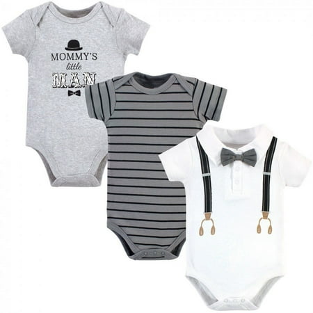 UPC: 0660168727210 | Little Treasure Baby Boy Cotton Bodysuits 3pk  Mommys Man  9-12 Months