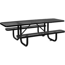 8' ADA Rectangular Picnic Table, Expanded Metal, Black (96" Long)