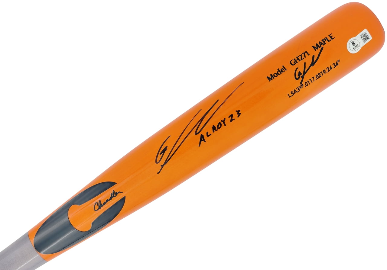 Gunnar Henderson Autographed Orange Chandler Player Model Baseball Bat Baltimore Orioles "AL ROY 23" Beckett BAS Witness 225827