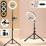 LED Photo Ring Light with 43-Inch Adjustable Stand Phone Holder, USB Powered Studio Lighting for Photography, Video Recording, and Streaming - Portable Circle Fill Light for Outdoor Use