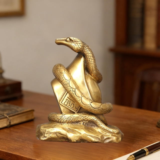 Estatua de serpiente de Ingots Figura de serpiente Exhibición Escultura animal Adorno de escritorio para gabinete Oficina Granja Centro de mesa Fiesta L
