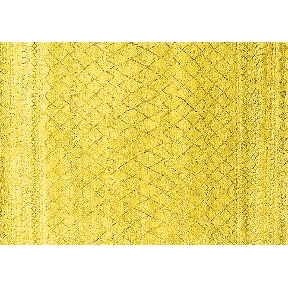 Ahgly Company Machine Washable Indoor Rectangle Solid Yellow Modern Area Rugs, 8' x 12'
