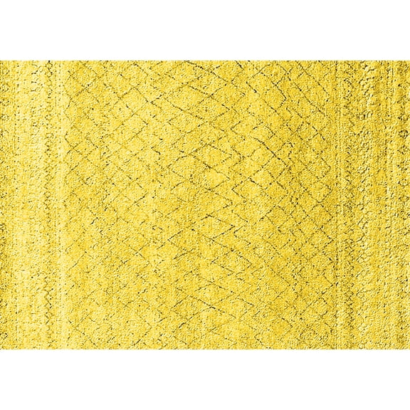 Ahgly Company Machine Washable Indoor Rectangle Solid Yellow Modern Area Rugs, 5' x 7'