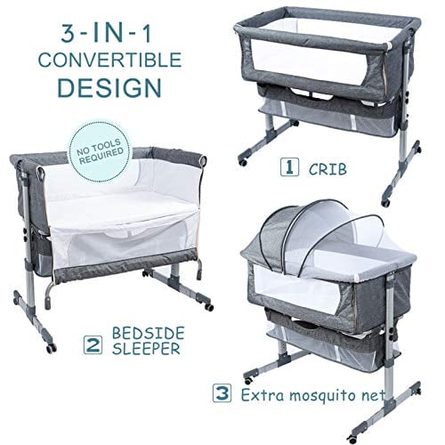3 in 1 Travel Baby Crib Baby Bed with Breathable Net Bedside