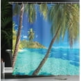 thumbnail image 3 of Ambesonne Tropical Shower Curtain, Palm Trees Sea Beach, 69"Wx84"L, Turquoise Blue, 3 of 4