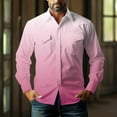thumbnail image 3 of Mens Western Cowboy Shirts Gradient Color Button Up Shirts Long Sleeve Cotton Work Shirts with Two Pockets, 3 of 5