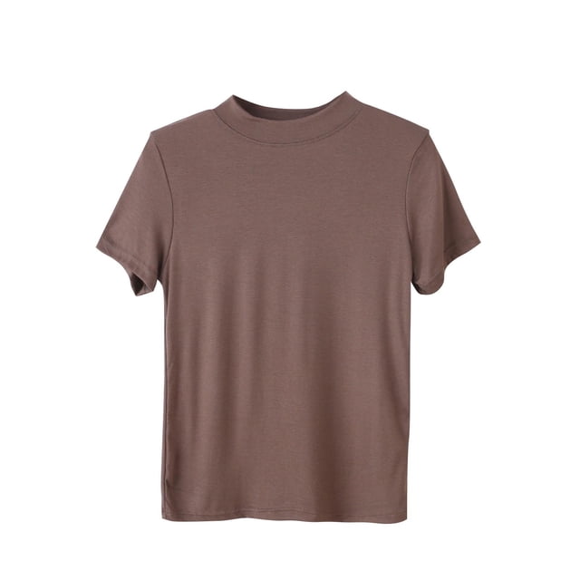 Tawop Mode T-Shirt Décontracté à Manches Courtes Col Rond Imprimé pour Femmes Café TTG
