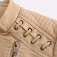 thumbnail image 2 of SWSMCLT Women's Leather Jacket Faux Suede Jacket Long Sleeve Streetwear Motorcycle Fall Fashion Hoodless Outerwear Khaki 8-10, 2 of 4