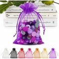 thumbnail image 1 of 50Pcs Purple Organza Bags 5x7 Inch, Small Mesh Gift Bag for Jewelry Candy Sachet Craft, Small Mesh Bags with Drawstring for Party Wedding Favor & Easter, 1 of 7